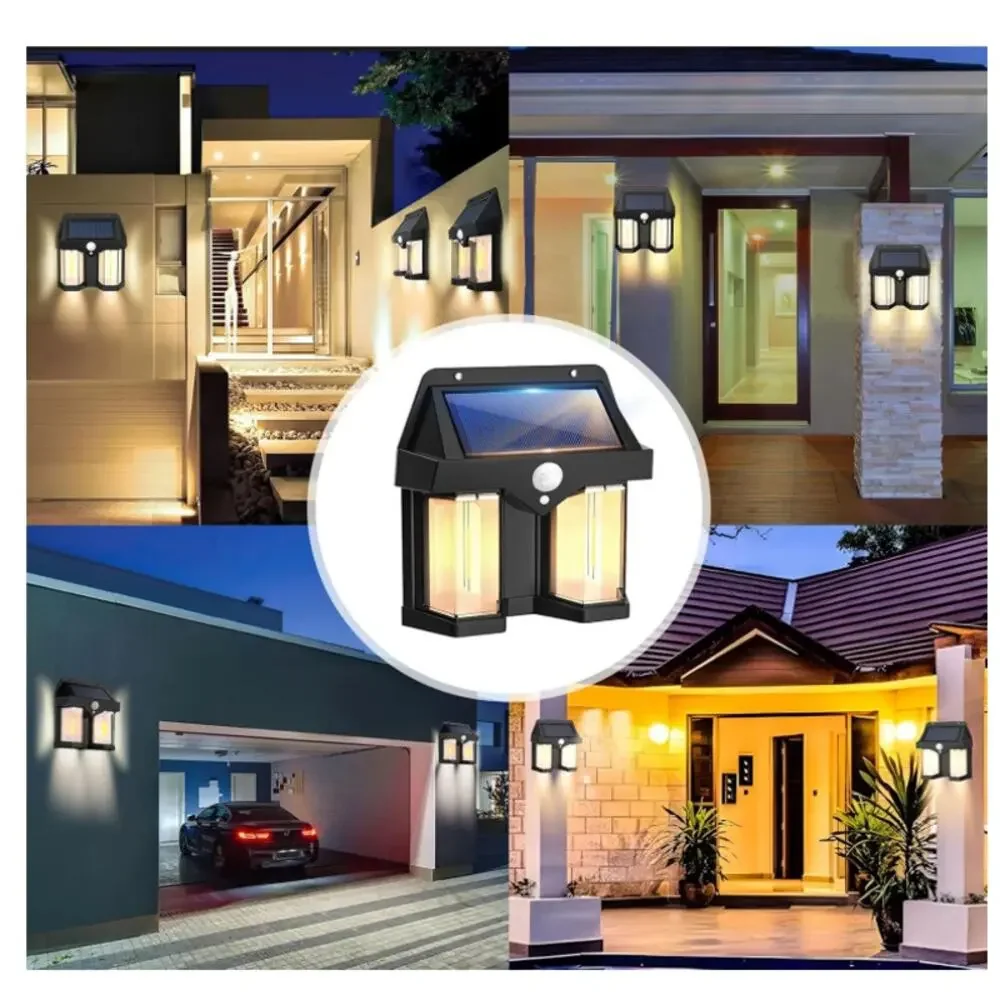 2 PACK Solar Wall Lamp 3 Modes Ip65 Waterproof Motion Sensor